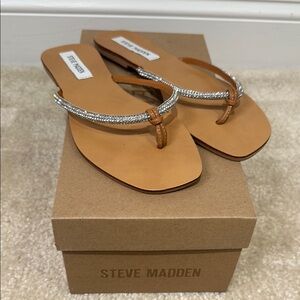 Steve Madden Tan Silver Rhinestone Sandals